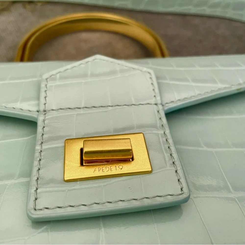 Apede Mod Mint Green Croc-Embossed Satchel - Picture 8 of 10